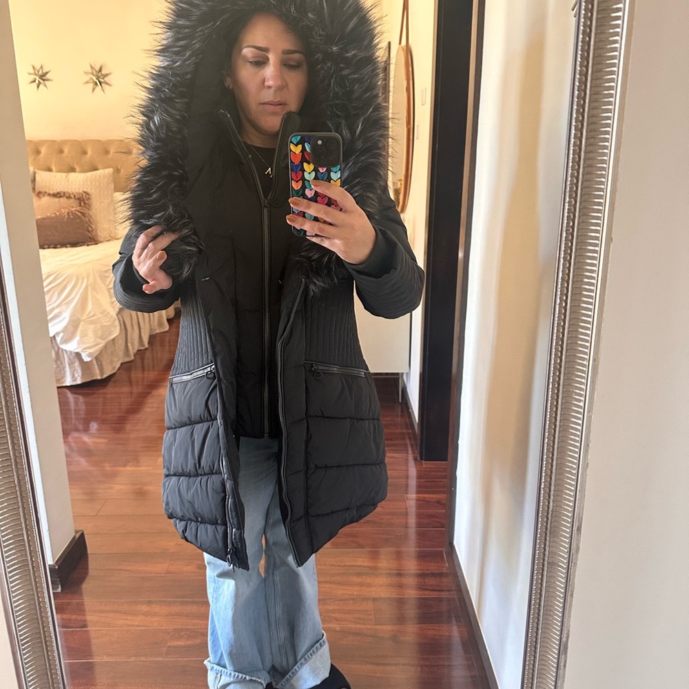 Noize Black Puffer Jacket with Faux Fur Trim - Picture 6 of 7